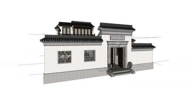 Sketchup别墅模型|独栋别墅，中式风格