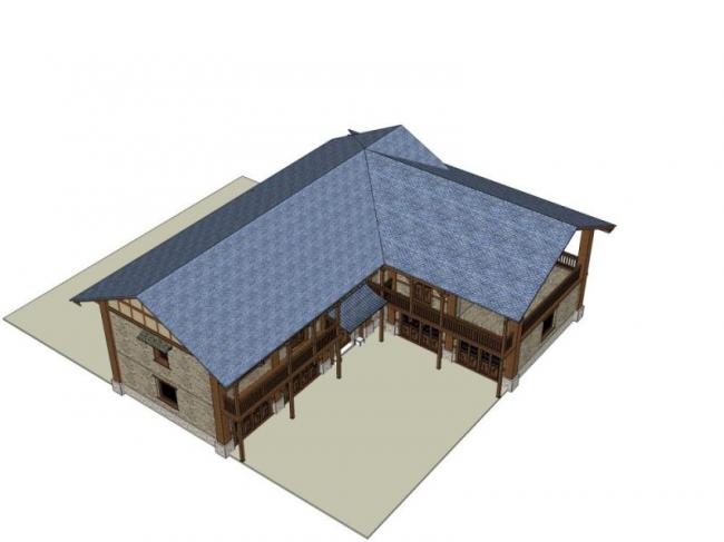 Sketchup别墅模型|独栋别墅，现代中式风格
