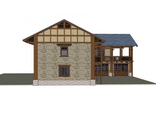 Sketchup别墅模型|独栋别墅，现代中式风格