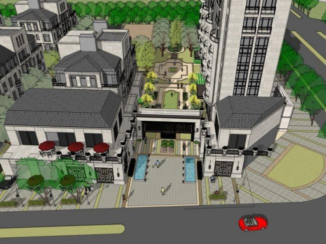 Sketchup别墅模型|多层别墅，花园洋房，古典风格