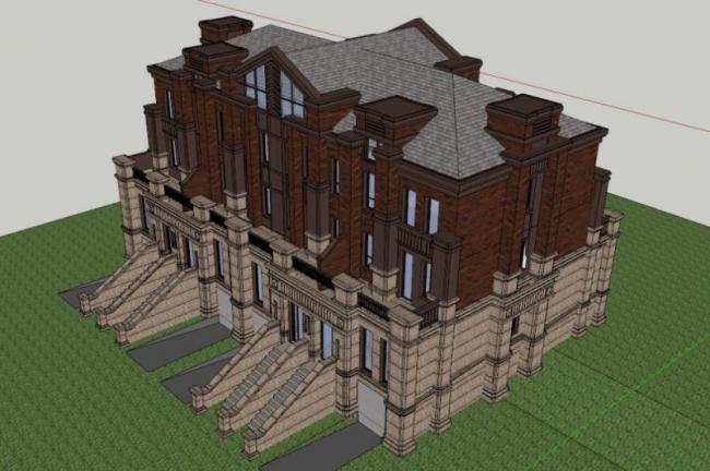 Sketchup别墅模型|叠拼别墅，西方古典风格