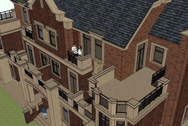 Sketchup别墅模型|联排别墅，英式古典风格