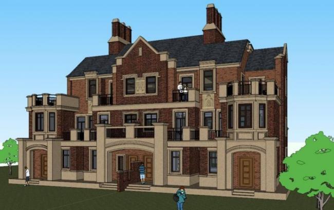 Sketchup别墅模型|联排别墅，英式古典风格