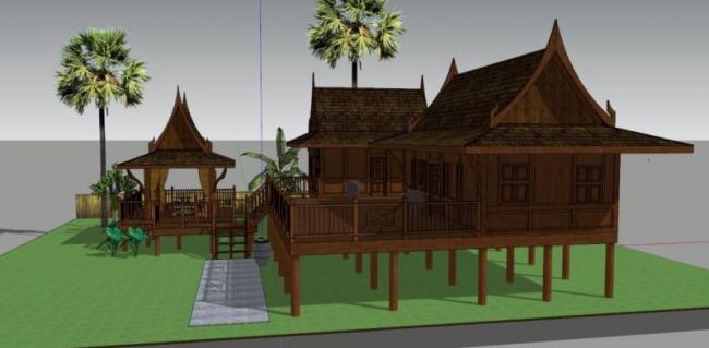 Sketchup别墅模型|南方别墅，古典风格