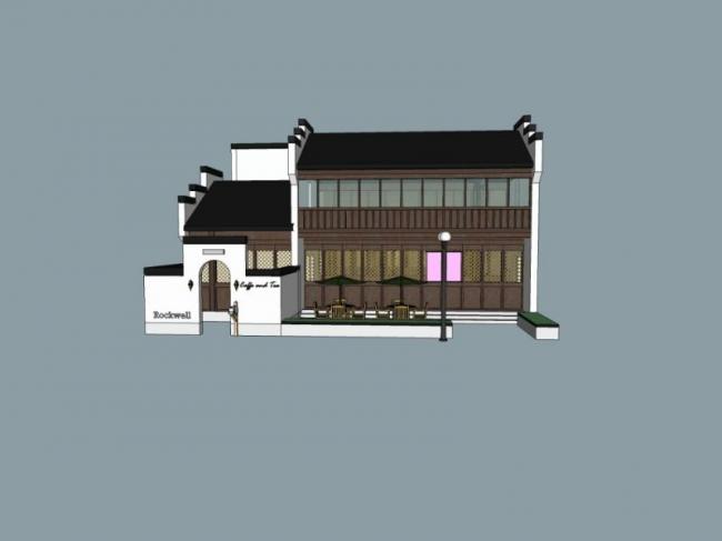 Sketchup别墅模型|四合院，现代中式风格