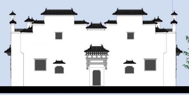 Sketchup别墅模型|多层民居别墅，徽派风格