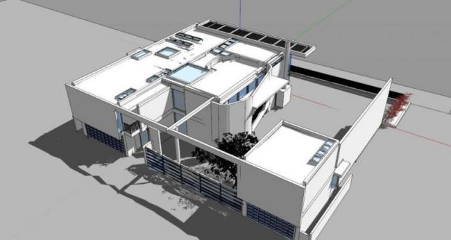 Sketchup别墅模型|加利福尼亚海滩别墅，白色派理查德.迈耶，现代风格