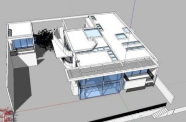 Sketchup别墅模型|加利福尼亚海滩别墅，白色派理查德.迈耶，现代风格-BIM建筑网