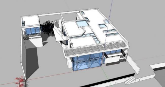 Sketchup别墅模型|加利福尼亚海滩别墅，白色派理查德.迈耶，现代风格