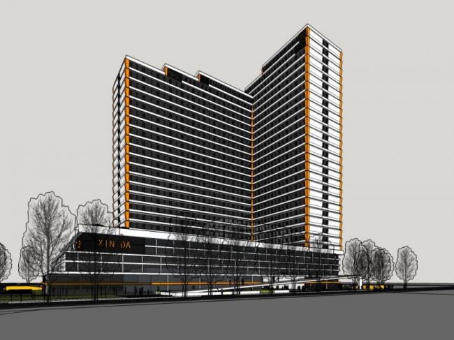 Sketchup别墅模型|高层办公楼，现代风格