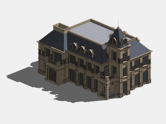 Sketchup别墅模型|多层别墅，古典风格