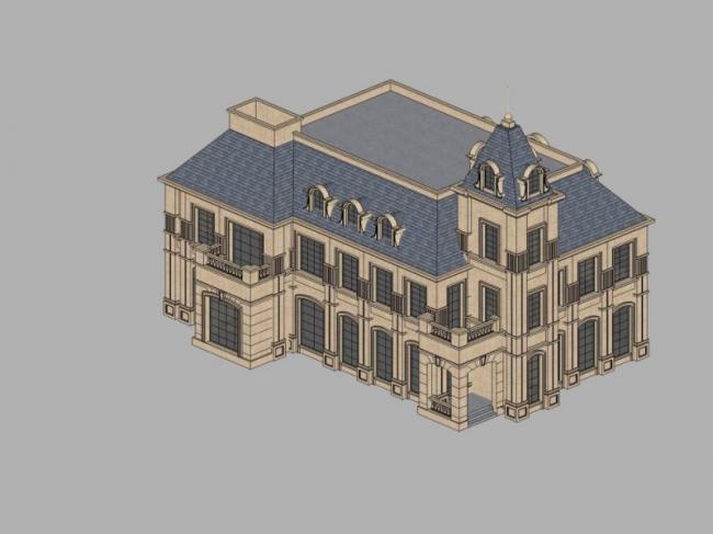 Sketchup别墅模型|多层别墅，古典风格