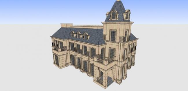 Sketchup别墅模型|多层别墅，古典风格