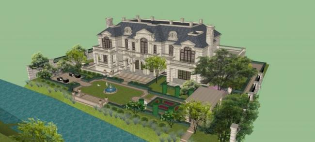 Sketchup别墅模型|叠拼别墅，法式古典风格