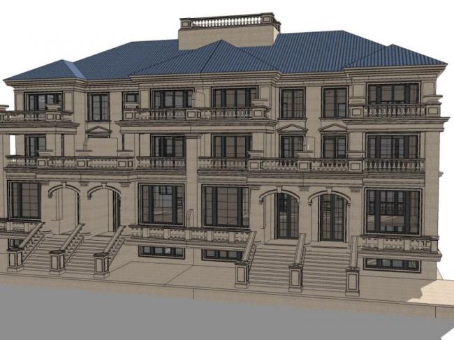 Sketchup别墅模型|叠拼别墅，古典风格