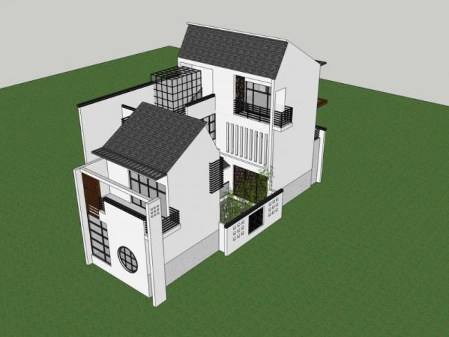 Sketchup别墅模型|独栋别墅，中式风格