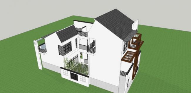 Sketchup别墅模型|独栋别墅，中式风格