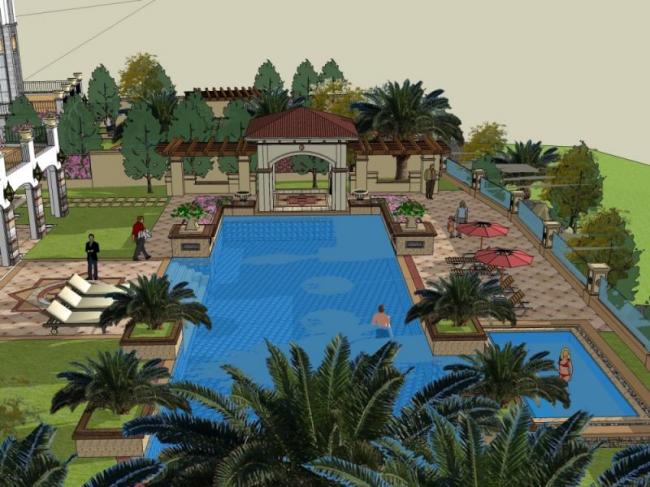 Sketchup别墅模型|叠拼别墅，古典风格