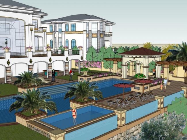 Sketchup别墅模型|叠拼别墅，古典风格