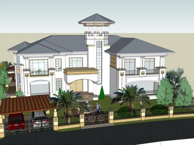 Sketchup别墅模型|叠拼别墅，古典风格