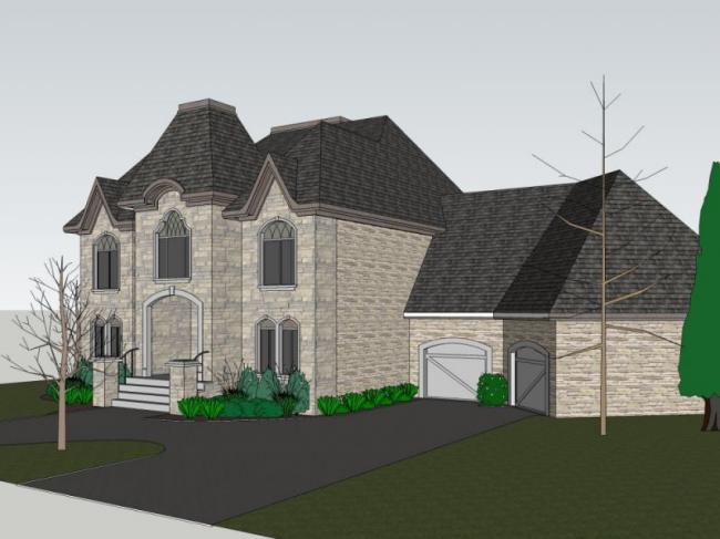 Sketchup别墅模型|独栋别墅，古典风格