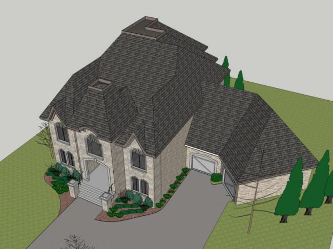 Sketchup别墅模型|独栋别墅，古典风格