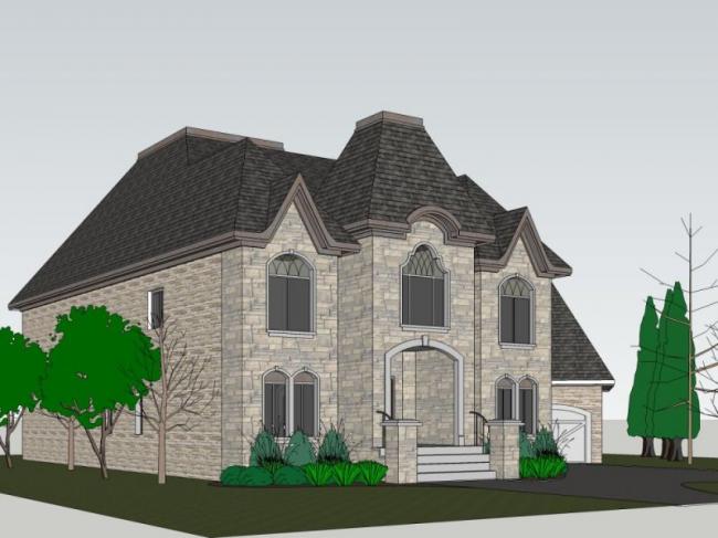 Sketchup别墅模型|独栋别墅，古典风格