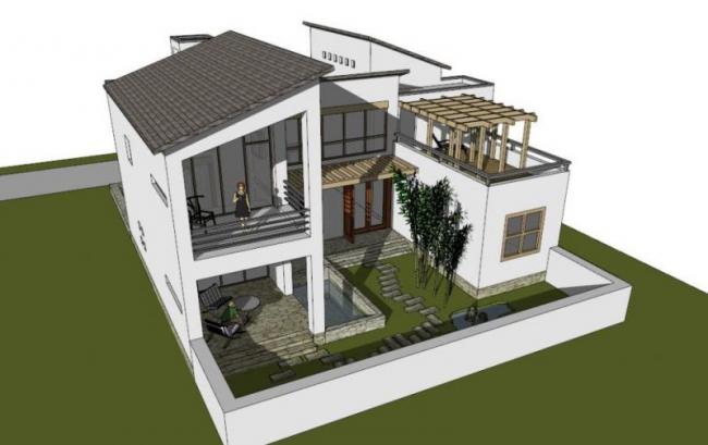 Sketchup别墅模型|独栋别墅，现代风格