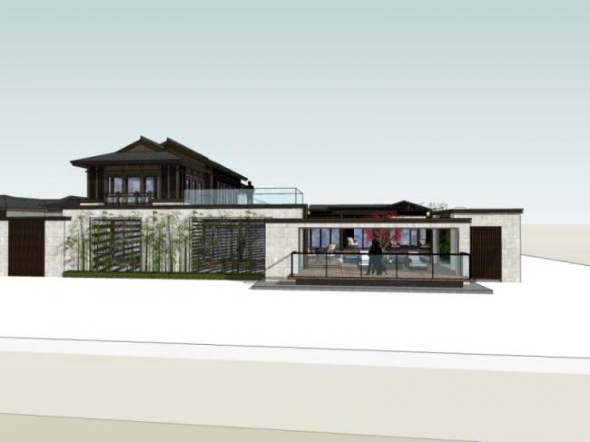 Sketchup别墅模型|别墅，现代中式风格