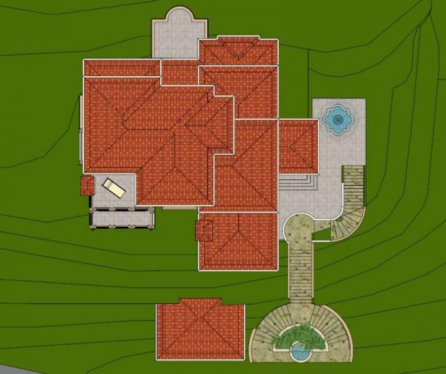 Sketchup别墅模型|台地别墅，叠拼山地别墅，古典风格
