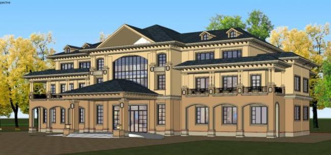 Sketchup别墅模型|叠拼别墅，古典风格