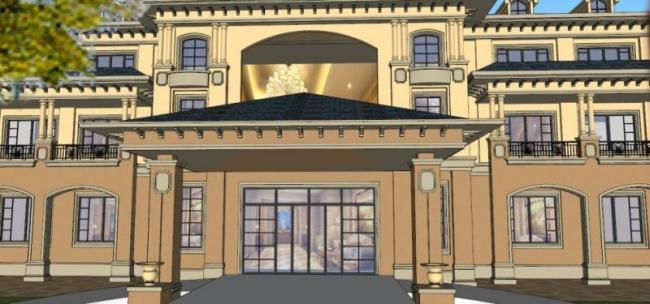 Sketchup别墅模型|叠拼别墅，古典风格