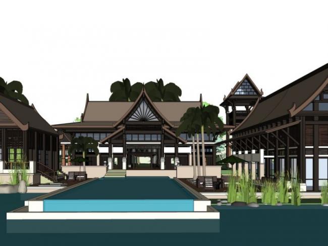 Sketchup别墅模型|独栋别墅，古典风格