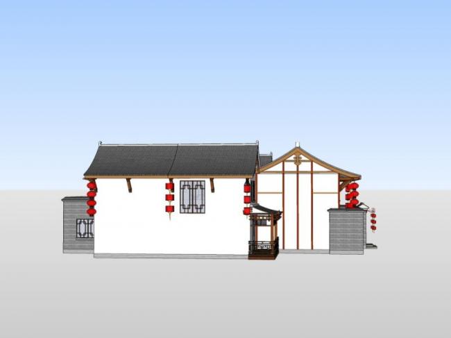 Sketchup别墅模型|独栋别墅，中式风格