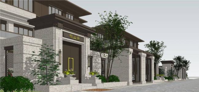 Sketchup别墅模型|双拼别墅，西方新古典风格