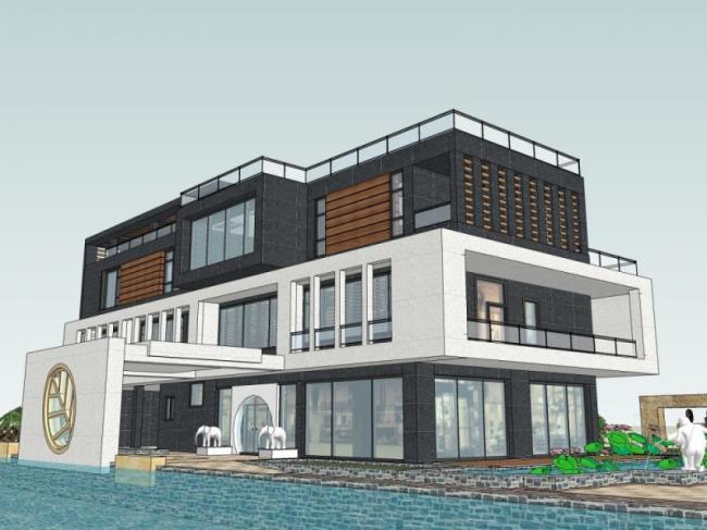 Sketchup别墅模型|独栋别墅，现代风格