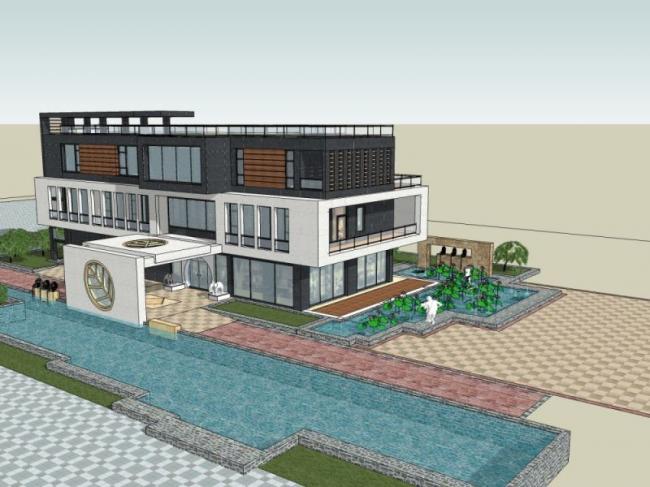 Sketchup别墅模型|独栋别墅，现代风格