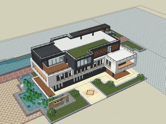Sketchup别墅模型|独栋别墅，现代风格