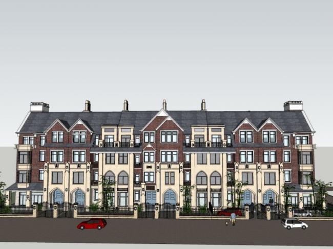 Sketchup别墅模型|联排别墅，古典风格