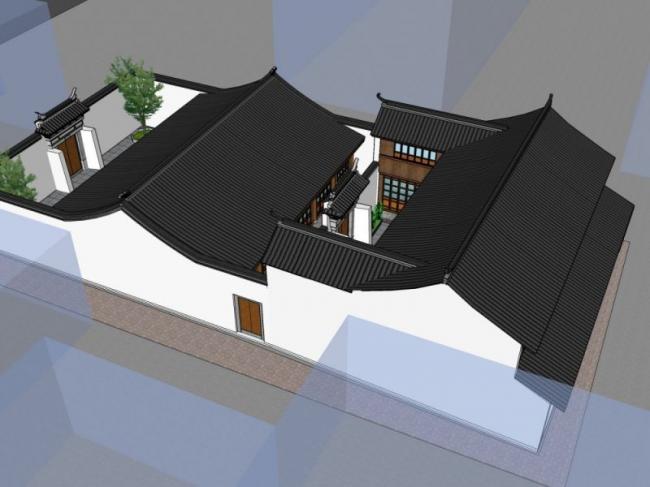 Sketchup别墅模型|别墅，中式风格
