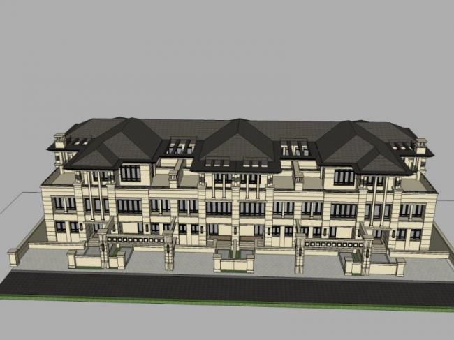 Sketchup别墅模型|联排别墅，欧式风格，古典风格