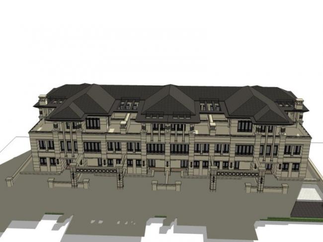 Sketchup别墅模型|联排别墅，欧式风格，古典风格