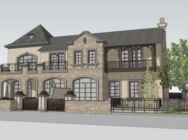 Sketchup别墅模型|双拼别墅，古典风格