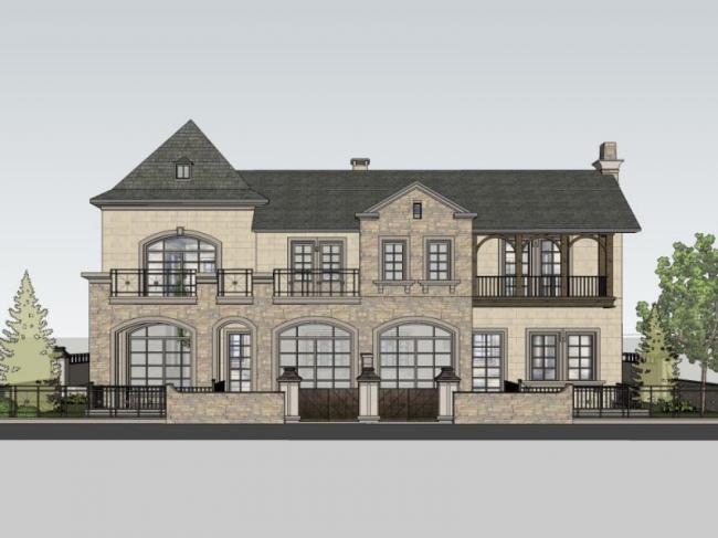 Sketchup别墅模型|双拼别墅，古典风格