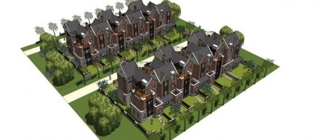 Sketchup别墅模型|联排别墅，英式风格