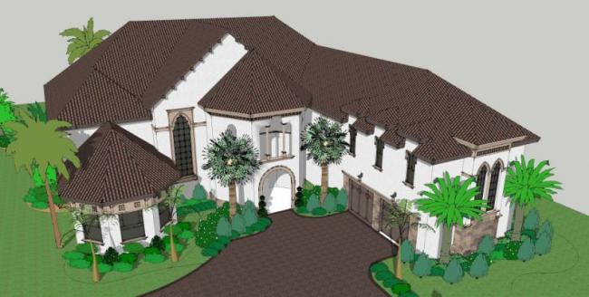 Sketchup别墅模型|独栋别墅，古典风格