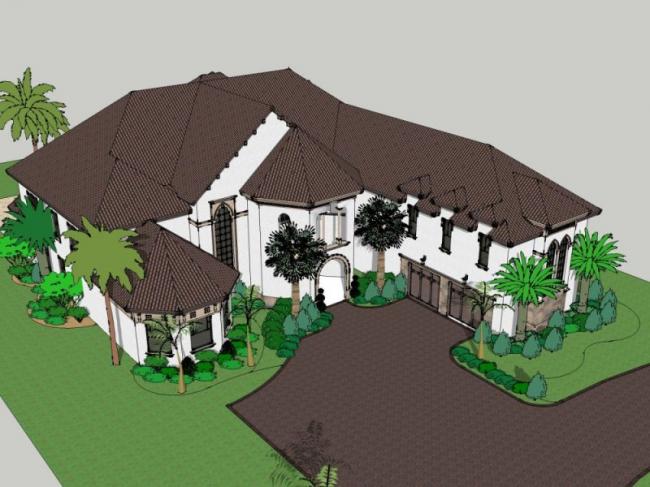 Sketchup别墅模型|独栋别墅，古典风格