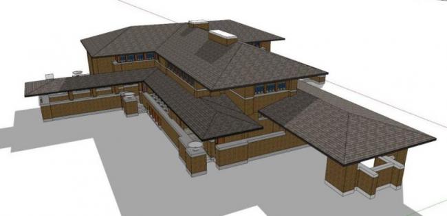 Sketchup别墅模型|叠拼别墅，现代风格，赖特，马丁别墅
