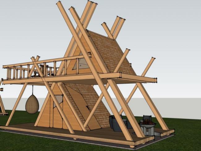 Sketchup别墅模型|度假木屋，现代风格