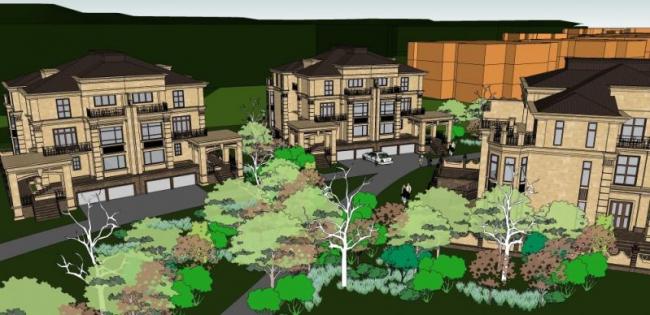 Sketchup别墅模型|叠拼别墅，欧式风格，古典风格